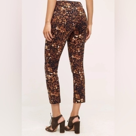 Anthropologie The Essential Slim Pants Women’s 4 – Brown Floral Stretch Trousers - Picture 3 of 11